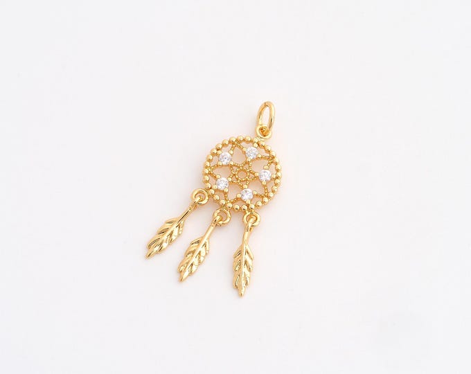 CZ Star Pendant,Starburst Pendant,18K Gold Filled Leaf Charm,DIY Jewelry Accessories,24x9.2x1.3mm