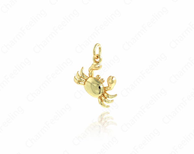 Gold Crab Pendant,Sea Life Pendant, Ocean Charm, 18K Gold Filled Crab Necklace, DIY Jewellery Supplies, 20.5x14.5x2.8mm