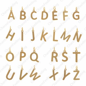 Pingente de letra banhado a ouro 18K, mini pingente de letra, colar de letra de latão original, pulseira de palavra feita calmamente 12x7x1mm 1 peça