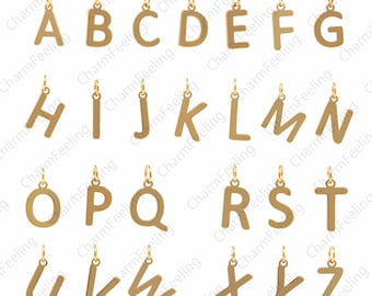 18K vergoldete Buchstaben Anhänger, Mini Buchstabe Anhänger, original Messing Buchstaben Halskette, Wort Armband hergestellt ruhig 12x7x1mm 1 Stk