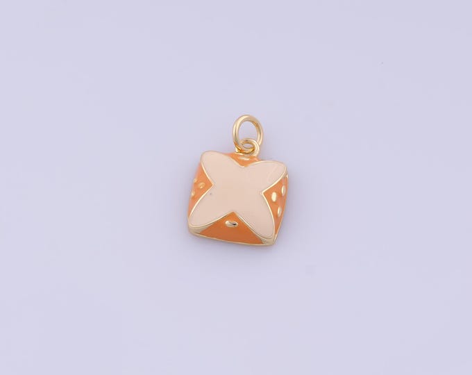 Enamel Cake Charm,18K Gold Filled Dessert Pendant,Sweet Pendant,DIY Jewelry Making Accessories,17.7x11.8x3.7mm