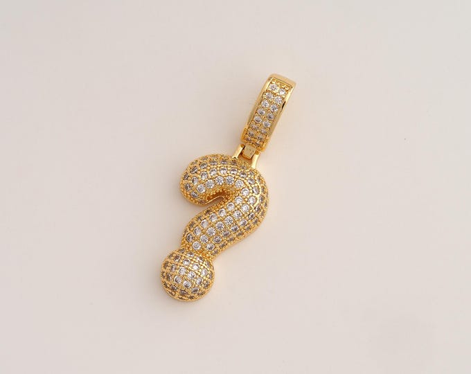 CZ Question Mark Pendant,Symbol Pendant,18K Gold Filled ? Symbol Charm,DIY Jewelry Accessories,37.2x13.7x5mm