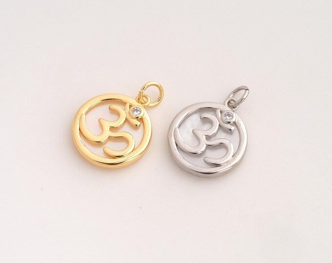CZ Ohm Pendant,Fritillaria Yoga Pendant,18K Gold Filled Symbol Charm,DIY Jewelry Accessories,21.5x15.2x2.7mm