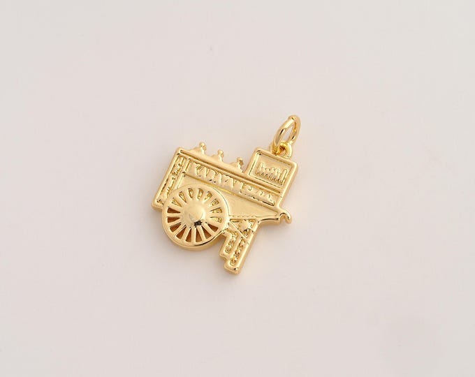 Street Cart Pendant,Cart Pendant,18K Gold Filled Street Cart Charm,DIY Jewelry Accessories,20.8x16.4x2.5mm