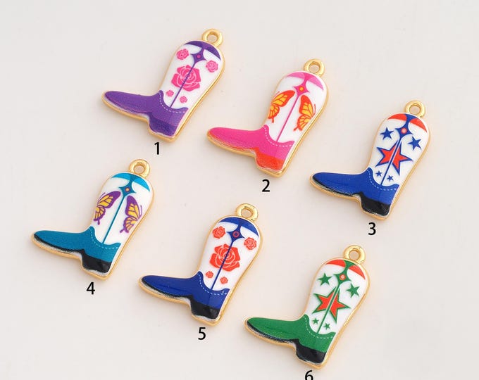 Knight Boot Pendant,Enamel Knight Boot Pendant,18K Gold Filled Knight Boot Charm,DIY Jewelry Accessories,24x16.7x3.7mm