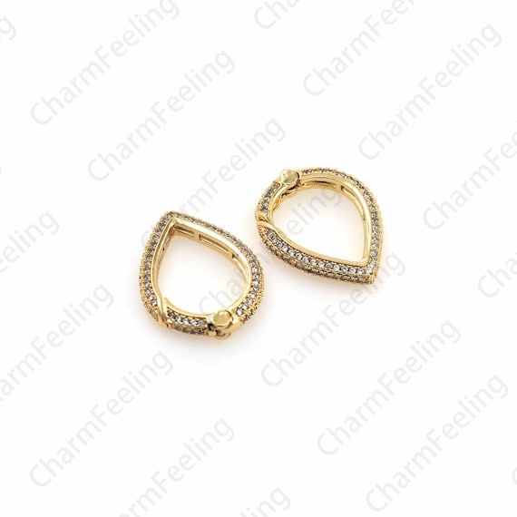 Water Drop Clasp, Necklace Clasp, Micro Pave Clasp, Jewelry Clasp, gold-Plated Clasp, DIY Jewelry Making Accessories 24x19.1x3.5mm 1pcs