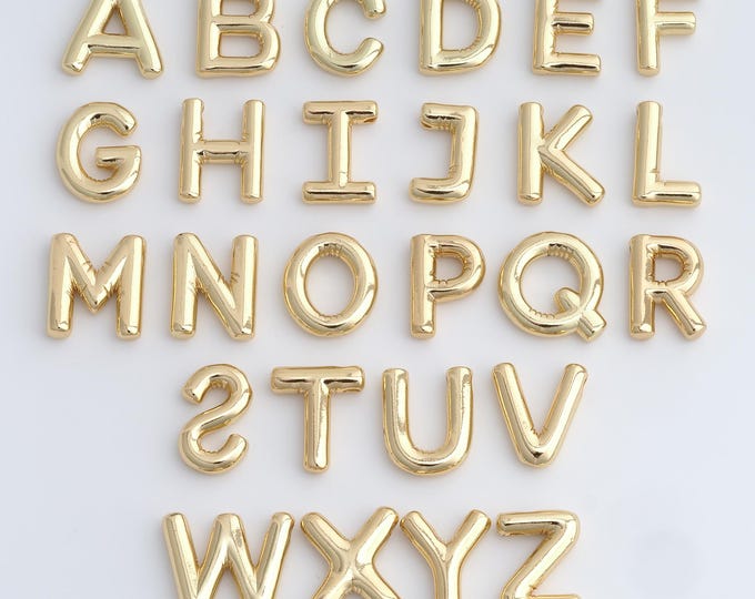 18K Gold Filled Initial Pendant, Letter Pendant, Alphabet Charm, DIY Jewelry Accessories, 22x21x4.7mm