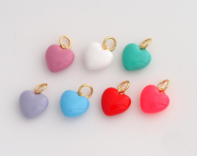 Gold Heart Pendant,Enamel Love Pendant,18K Gold Filled Heart Charm,DIY Jewelry Accessories,19.6x13.6x7.3mm
