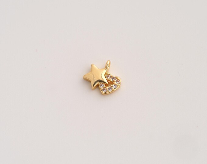 CZ Star Pendant,Celestial Pendant,18K Gold Filled Starburst Charm,DIY Jewelry Accessories,8.4x9x2.3mm