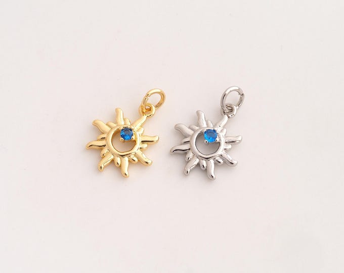 CZ Sun Pendant,Celestial Pendant,18K Gold Filled Sunburst Charm,DIY Jewelry Accessories,18.2x13x3.3mm