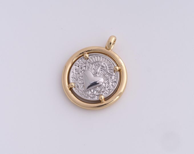 Love Pendant, 18K Gold Filled Round Heart Pendant,Love Charm,Heart Necklace, DIY Jewelry Accessories, 24.6x20x3.7mm