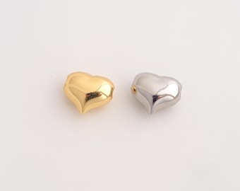 18K Gold Filled Heart Spacer Beads,Love Beads,Heart Beads,DIY Jewelry Supplies,11.8x10x6mm Hole 1.6mm