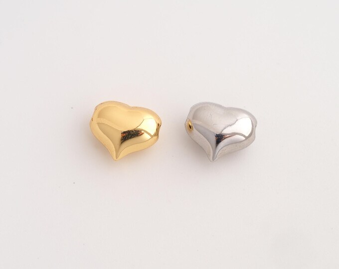 18K Gold Filled Heart Spacer Beads,Love Beads,Heart Beads,DIY Jewelry Supplies,11.8x10x6mm Hole 1.6mm