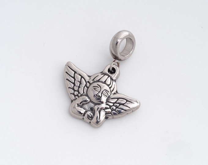 Stainless Steel Angel Pendant,Angel Wings Charms,Angel Charm, DIY Jewelry Supplies, 28.7x23.6x3.2mm