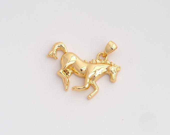 Horse Pendant,Animal Pendant,18K Gold Filled Horse Charm,DIY Jewelry Accessories,23.8x26.8x4mm