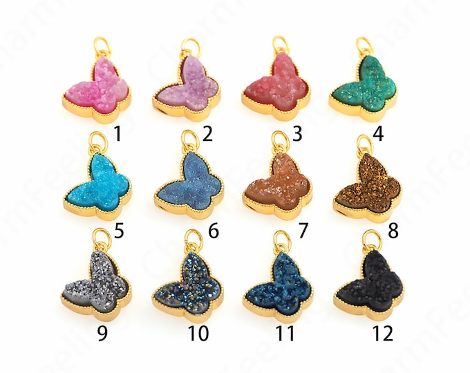 18K Gold Filled Butterfly Pendant,Insect Charm,Enamel Charm,Micropavé CZ Butterfly Necklace, DIY Jewelry Making Accessories,20.5x14.5x6.7mm