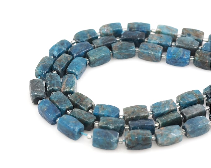 Blue Apatite Beads, Rectangular Gemstone Chain, Natural Stone Bracelet Necklace Accessories, DIY Gem Making Accessories, 12x16mm