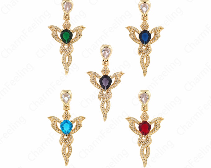 18K Gold Filled Cross Necklace, Cross Pendant, Micropavé CZ Cross Charm, Religious Necklace, DIY Jewelry Supplies, 50x25.5x6.5mm