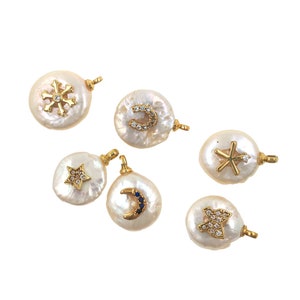 Coin pearl pendant, freshwater pearl necklace, white pearl bracelet, bridal gift 1pcs/2pcs/10pcs image 3