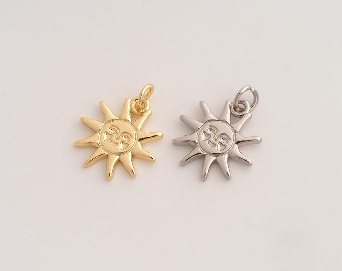Sun Pendant,Celestial Pendant,18K Gold Filled Sunburst Charm,DIY Jewelry Accessories,19.5x15.5x1.8mm
