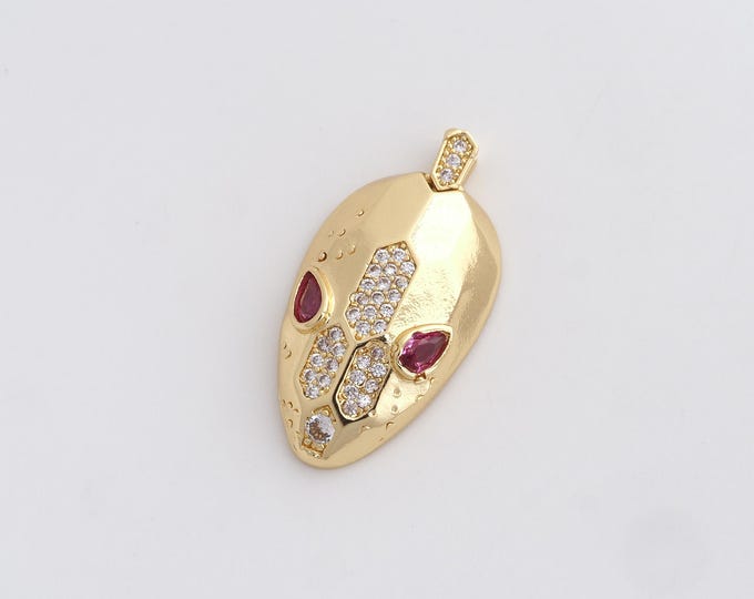 Gold Snake Pendant, MicroPave CZ Snake Necklace,Animal Jewelry,Snake Charm,Snake Pendant, Snake Charm,34x15.7x5.8mm