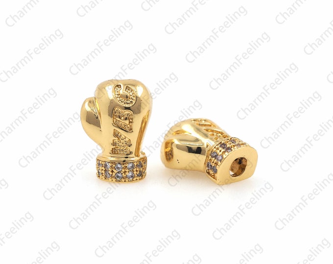 micro pave boxing glove sports bead, Boxer Glove Charm,Champion Winner Box Sport Charm 12.4×9.2×6.4mm  1pcs