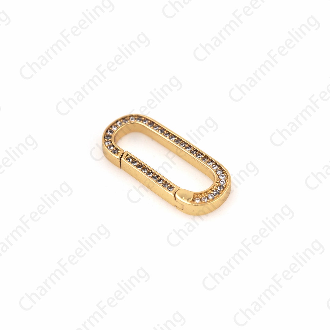 18K Gold Filled Shape Spring Buckle, Micro-pave Gold Spring Pull Door ...