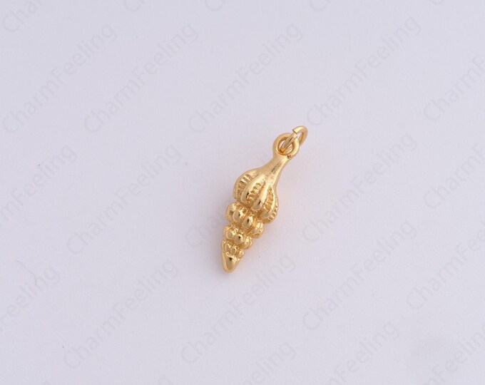 Shell Pendant, Beach Charm, 18K Gold Filled Beach Necklace, Shell Necklace, Shell Charm, DIY Jewelry Supplies, 18.5x5.2x5.2mm