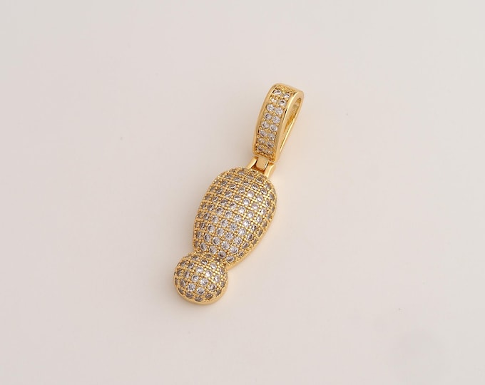 CZ Exclamation Mark Pendant,Symbol Pendant,18K Gold Filled ! Symbol Charm,DIY Jewelry Accessories,37x10.7x5mm