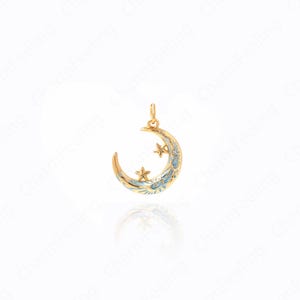 18K Gold Filled Cubic Zirconia Crescent Moon Pendants,Micro Pave CZ Moon Chanrms,Gold Half Moon Necklaces DIY Jewelry Supplies,22x17x1.8mm