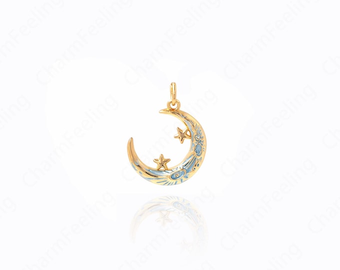 18K Gold Filled Cubic Zirconia Crescent Moon Pendants,Micro Pave CZ Moon Chanrms,Gold Half Moon Necklaces DIY Jewelry Supplies,22x17x1.8mm