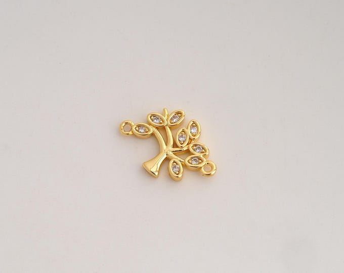 CZ Tree of Life Connector,Tree Connector,18K Gold filled Tree of Life Connector,DIY Bracelet Accessories, 16x11.2x2mm