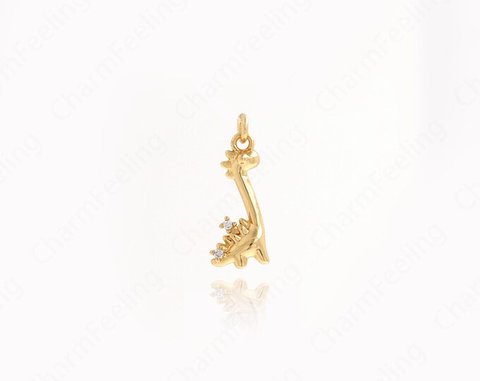 Gold Animal Pendant,Jurassic Charm,18K Gold Filled Animal Necklace DIY Jewelry Making Accessories 20.5x7.5x4.5mm