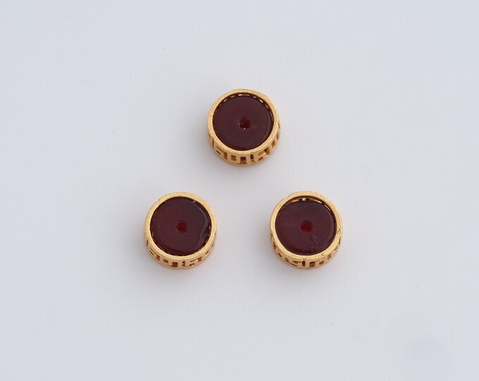 Flat Spacer Beads,Flat Beads,18K Gold Filled Necklace Beads,Filigree Jewelry Beads,DIY Jewelry Making Accessories,7.4x3.5mm