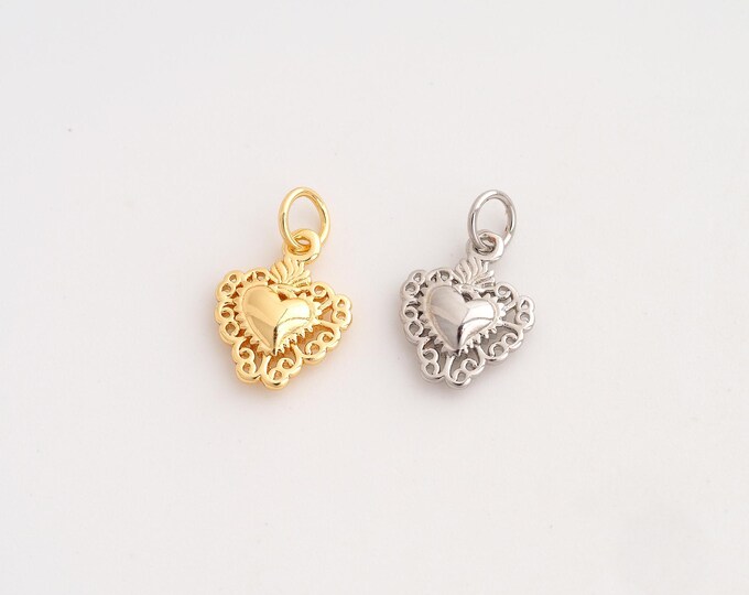 5 pcs Heart Pendant,Love Pendant,18K Gold Filled Heart Charm,DIY Jewelry Accessories,16.8x10.7x3.3mm