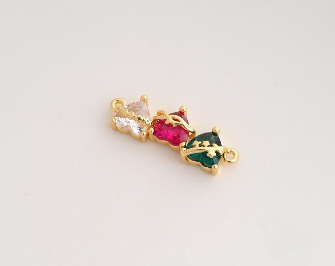CZ Heart Connector,Love Connector,18K Gold filled Heart Connector,DIY Bracelet Accessories, 23.8x8.3x4.7mm