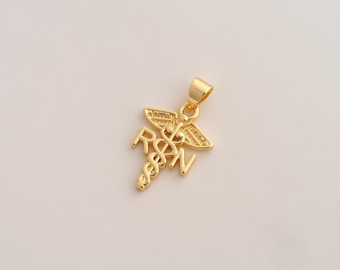 5 pcs Medical Pendant,Registered Nurse Pendant,18K Gold Filled Medical Charm,DIY Jewelry Accessories,23.5x14.4x2mm