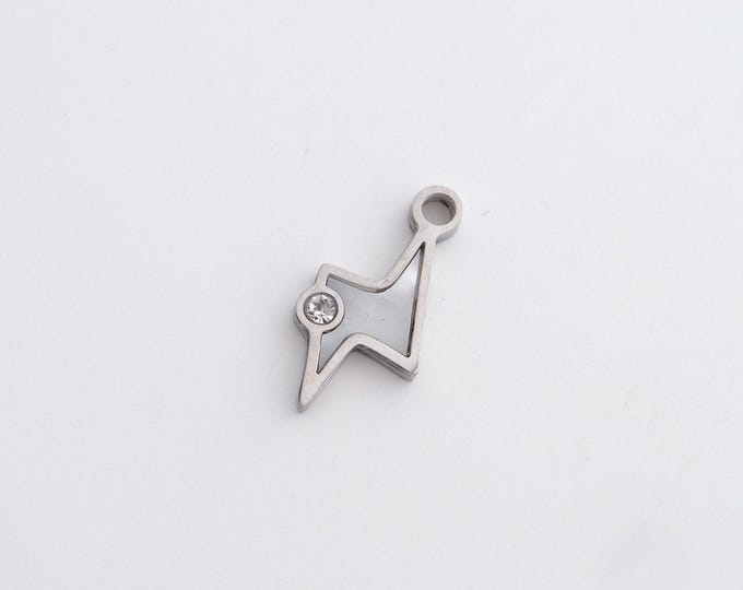 Stainless Steel Lightning Pendant,Lightning Charms,CZ Lightning Charm, DIY Jewelry Supplies,18x9.5x2.5mm