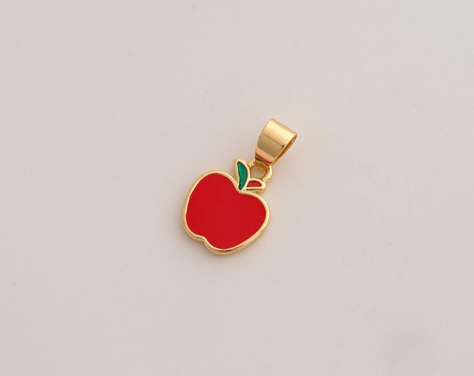 5 pcs Enamel Apple Pendant,Fruit Pendant,18K Gold Filled Apple Charm,DIY Jewelry Accessories,20x11.5x2.2mm