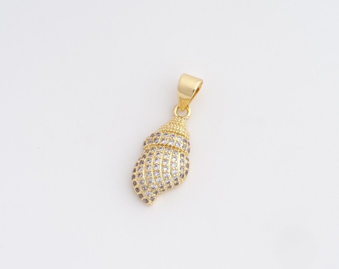 CZ Conch Pendant,Conch Pendant,18K Gold Filled Conch Charm,DIY Jewelry Accessories,23.2x9x3.6mm