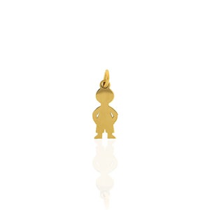 K&ouml;nnte beinhalten: Ein goldfarbener Anh&auml;nger in Form einer Kindsilhouette.
