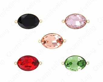 Halskette Connector, Oval Connector, Micropaved CZ Ring Connector, 18K Gold gefüllt Armband Zubehör, DIY Schmuck Zubehör, 13,7x23,8x8,2 mm