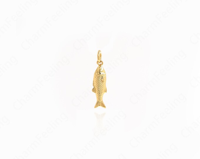 Fish Jewelry, Dainty Fish Necklace, Tropical Fish Pendant, 18K Gold Filled Fish Pendant,Marine Life Jewelry,23x5.5x4mm