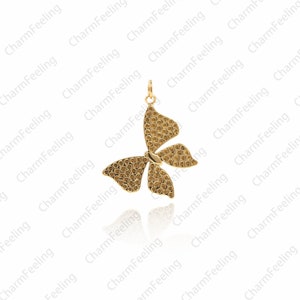 Pingente de borboleta dourada, pingente de borboleta, pingente de borboleta, colar de inseto, pingente de borboleta de latão 31,5x25x1,5mm 1 peça