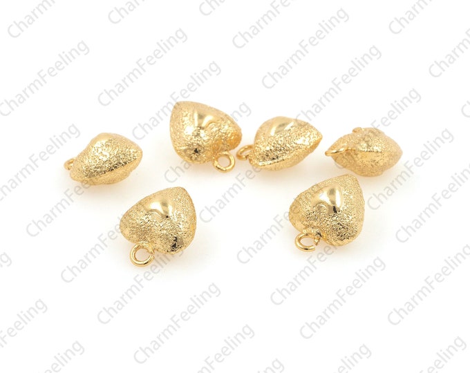 18K gold love heart pendant, gold puffed heart, DIY jewelry bracelet/necklace making accessories 14x11x7.7mm 1pcs