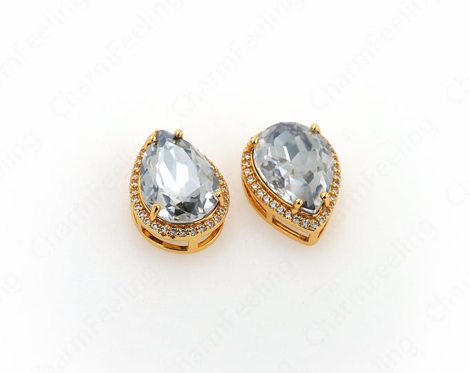 Zircon Teardrop Pendant,Micropavé CZ Waterdrop Necklace,18K Gold Filled Teardrop Charm,DIY Jewelry Supplies,16.6x12.5x8mm