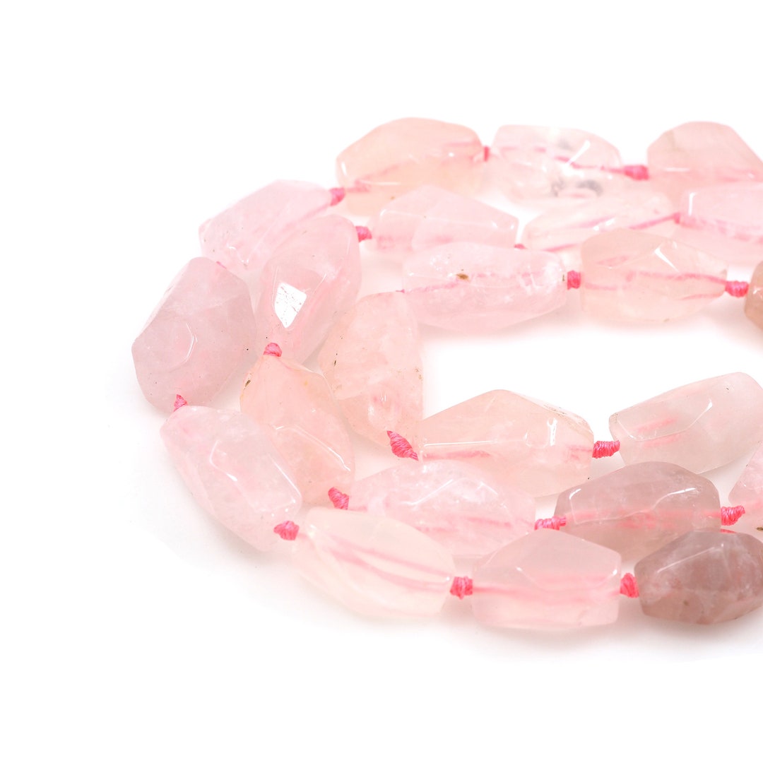Natural Stone Beads Pink Natural Stone Necklacepink Gem Etsy