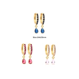 1 paar, hangoorbellen, 18 kt gold filled prachtige oorbellen, micropaved zirkonia's ronde oorbellen, dagelijkse oorbellen, doe-het-zelfoorbellen, accessoires, 14 x 23 mm