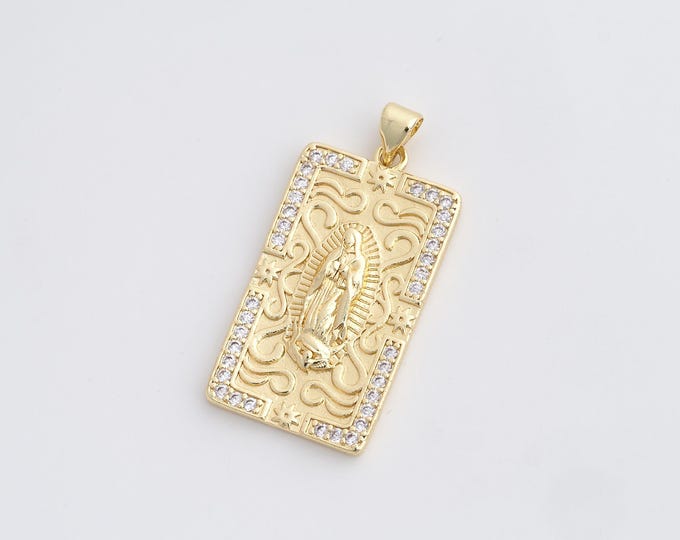Gold Religion Pendant,18K Gold Filled Virgin Mary Pendant,Virgin Necklace,DIY Jewelry Accessories,37.4x17.8x3.3mm