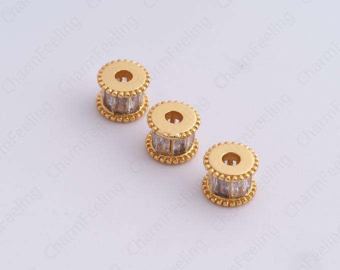 Gold Round Spacer Beads, 18K Gold Filled Tube Beads,Dainty Round Bracelet Necklace Spacer Beads, DIY Jewelry Supplies,7.8x6mm